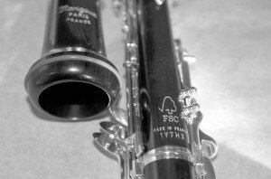 in black and white of an oboe